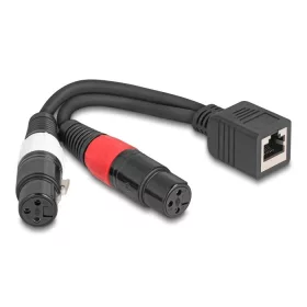   Delock Adapter RJ45 kábel anya - 2 x XLR 3 tűs anya fekete színű 20 cm (DL-88178)