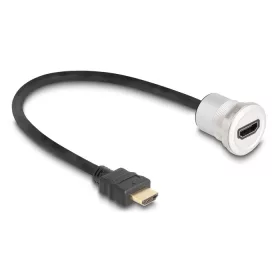   Delock HDMI beépített anya 8K 60 Hz kábelcsatlakozóval 30 cm, alumínium (DL-88180)