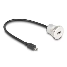   Delock USB 2.0 Micro-B beépített anya kábelcsatlakozóval 30 cm, alumínium (DL-88184)