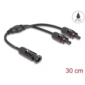   Delock DL4 napelem elosztó kábel 1 x dugós és 2 x anya 30 cm-es fekete (DL-88222)