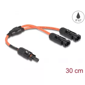   Delock DL4 napelem elosztó kábel 1 x anya és 2 x duga 30 cm piros (DL-88223)