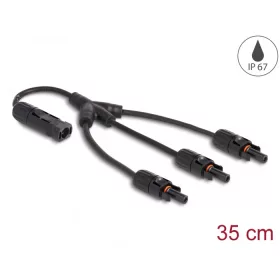   Delock DL4 napelem-elosztó kábel 1 x dugó   3 x anya, 35 cm fekete (DL-88224)