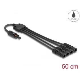   Delock DL4 napelem elosztó kábel 1 x anya és 4 x duga 50 cm fekete (DL-88227)