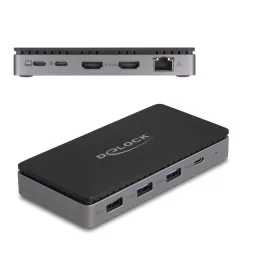   Delock USB Type-C  dokkolóállomás 4K - hoz kettős HDMI MST / USB / Gibabit LAN / PD 3.0 85 W (DL-88271)
