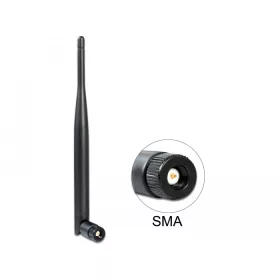   Delock WLAN antenna 802.11 ac/a/b/g/n SMA 4 - 5 dBi minden irányú csatlakozás fekete (DL-89438)