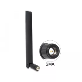   Delock NB-IoT 900 MHz antenna SMA-dugó 3 dBi mindenirányú, dönthető csatlakozással (fekete színű) (DL-89770)