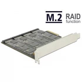   Delock PCI Express-kártya > 4 x belső M.2 aljzat B nyílással, RAID-dal (DL-89888)