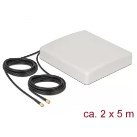   Delock LTE MIMO antenna 2 x SMA dugó 8 dBi irányított 8 dBi RG-58 csatlakozókábellel 5 m fehér kült. (DL-89890)