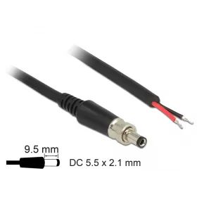   Delock DC tápkábel 5,5 x 2,1 x 9,5 mm, csavarozással nyitható huzalvéggel, 95 cm hosszú (DL-89907)