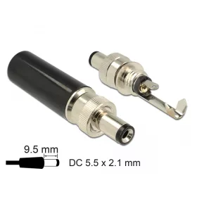   Delock DC csatlakozó apa 5,5 x 2,1 mm dugómérettel és 9,5 mm hosszal (DL-89913)