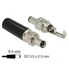   Delock DC csatlakozó apa 5,5 x 2,5 mm dugómérettel és 9,5 mm hosszal (DL-89914)