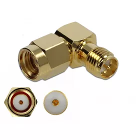   Delock Adapter RP-SMA-dugó apa RP-SMA csatlakozóhüvely 90  10 GHz (DL-89956)