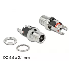   Delock DC csatlakozó anya 5,5 x 2,1 x 12,0 mm-es forrasztott foglalatfej verzióval (DL-90056)