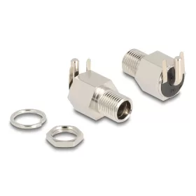   Delock DC csatlakozó anya 5,5 x 2,1 mm-es forrasztott foglalatfej verzióval ívelt - Hexagon 20 V / 10 A (DL-90179)