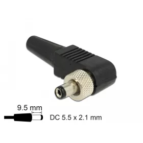   Delock DC csatlakozó apa 5,5 x 2,1 mm dugómérettel és 9,5 mm hosszal szögben (DL-90291)