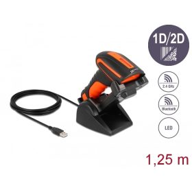   Delock Ipari vonalkód olvasó 1D és 2D 2,4 GHz vagy Bluetooth-hoz indukciós töltőállomással (DL-90556)