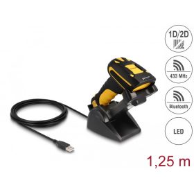   Delock Ipari vonalkód olvasó 1D és 2D 433 MHz vagy Bluetooth-hoz indukciós töltőállomással (DL-90586)