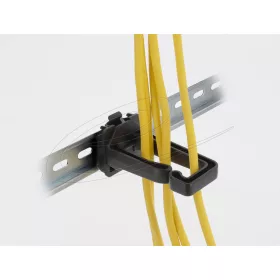  Delock Kábeltartó 70 x 24 mm méretű DIN sínhez kapcsoláshoz felszerelő lemezzel fekete (DL-90769)