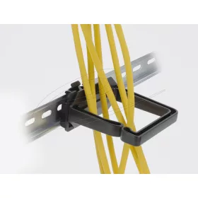   Delock Kábeltartó 70 x 70 mm méretű DIN sínhez kapcsoláshoz felszerelő lemezzel fekete (DL-90770)