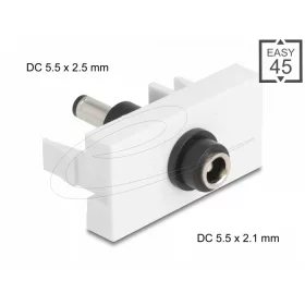   Delock Easy 45 modul DC 5,5 x 2,1 mm anya - DC 5,5 x 2,5 mm apa fehér (DL-90863)