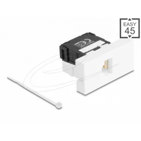   Delock Easy 45 modul RJ45 jack csatlakozó LSA Cat.6A 180 -os szerszámmentes fekete/fehér (DL-90879)