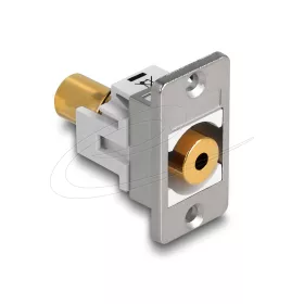   Delock panel tartó sztereó jack aljzat 3,5 mm 4 tűs > sztereó jack anya 3,5 mm 4 tűs aranyozott ezüst / fehér (DL-90884)