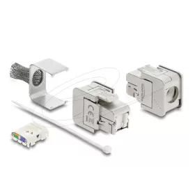   Delock Keystone modul RJ45 aljzat LSA Cat.6A-hoz, árnyékolt, fonott árnyékolással, árnyékolt, szerszám nélküli