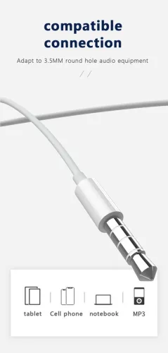 JELLICO vezetékes fülhallgató EP3A JACK 3.5MM mikrofonnal 1.2m fehér