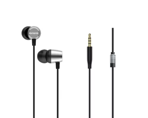 Aiwa ESTM-20SL dinamikus vezetékes fülhallgató mély basszussal és kristálytiszta hangzással, ezüst színben