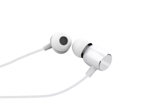 Aiwa ESTM-20WT dinamikus vezetékes fülhallgató mély basszussal és kristálytiszta hangzással, fehér színben