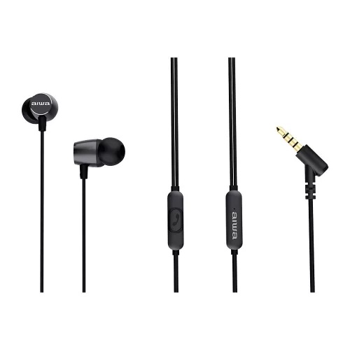 Aiwa ESTM-30BK Ultrakompakt, dinamikus, Japán vezetékes fülhallgató mobiltelefon kihangosítással 