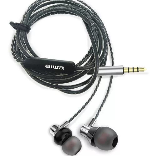 Aiwa ESTM-50SL Kompakt Stílus és Kivételes Hangzás Egyetlen Fülhallgatóban, mikrofonnal, ezüst színben