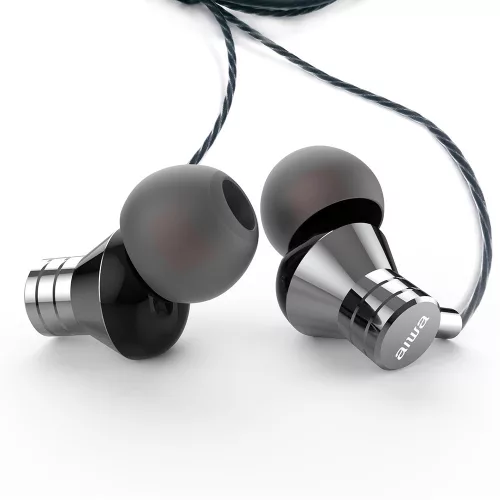 Aiwa ESTM-50SL Kompakt Stílus és Kivételes Hangzás Egyetlen Fülhallgatóban, mikrofonnal, ezüst színben