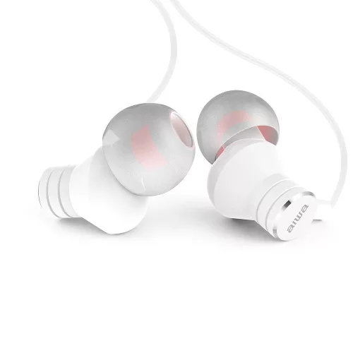 Aiwa ESTM-50WT Kompakt Stílus és Kivételes Hangzás Egyetlen Fülhallgatóban, mikrofonnal, fehér színben