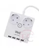 Well EXTS-2S3M-PROT/USB4-WL Kettő férőhelyes földelt kapcsolós elosztó + 4x USB