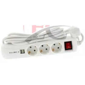   Well EXTS 3S3M USB WL Három férőhelyes földelt kapcsolós elosztó + 2x USB