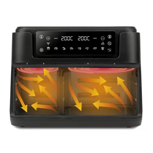 Girmi FG26 Ecofrit Bis forrólevegős sütő, dupla kosárral, 2400W, digitális kijelzővel