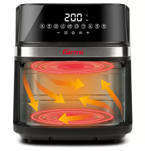 Girmi FG80 Ecofrit XXL forrólevegős sütő - 8 literes, 2 fűtőelemes (2.200 W), 10 előre beállított program, digitális kijelző. (FG8000)