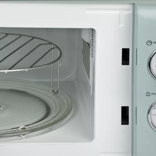 Girmi FM21 Mikrohullámú sütő kékes zöld színben, 20 literes, 30 perces időzítővel, 1150 W (teljesítmény), 800 W (grillteljesítmény)