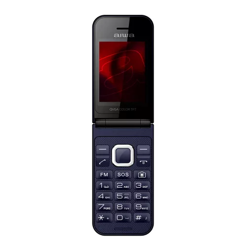 Aiwa FP-24BL Dual SIM-es kinyitható mobiltelefon, 900/1800MHz, nagy méretű gombok, magyar menü, FM rádió