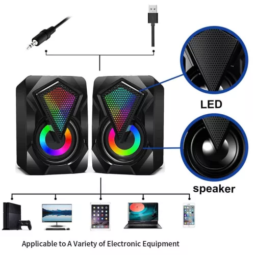 Forev FV-209 multimédia sztereó hangszóró rgb led világítással 6W