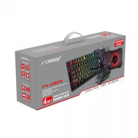   FOREV FV-Q0809 4 az 1 ben gamer csomag, magyar nyelvű led gamer billentyűzet, egér, fejhellagató és egérpad