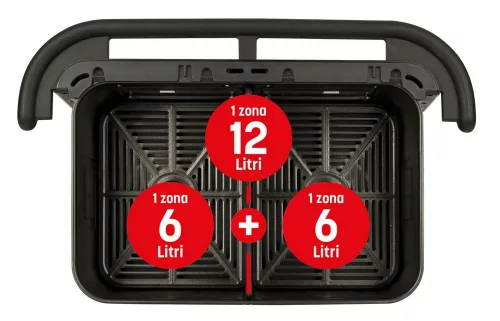 G3 Ferrari G10223 Friggisano 6+6 forrólevegős sütő, dupla 6 literes zóna, 12 literes XXL kapacitás, 10 program, 2200 W, digitális kijelző