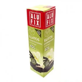   ALUFIX ILLATOS SZEMETESZSÁK ZÁRÓSZALAGGAL 40L (12DB/TEKERCS) 53CMX60CM FEKETE TEA ÉS VANÍLIA ILLAT