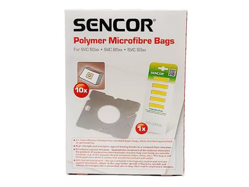 IZ-SVC93S.10 SENCOR SVC 60XX / SVC 85XX / SVC 93XX GYÁRI POLIMER MIKROSZÁLAS PORZSÁK (10DB+5DB PORZSÁK ILLATOSÍTÓ RÚD/CSOMAG)