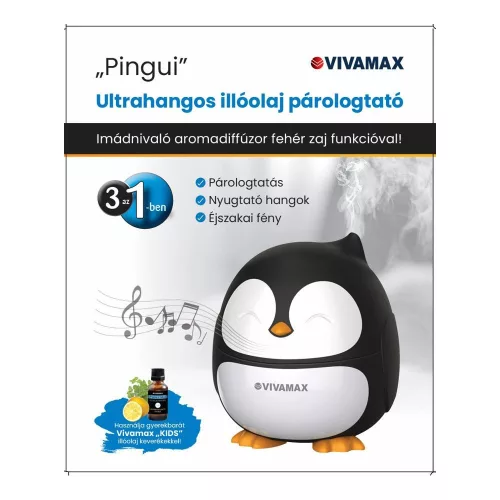 VIVAMAX Ultrahangos illóolaj párologtató fehér zaj funkcióval Pingvin, GYVH62