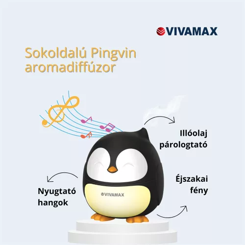 VIVAMAX Ultrahangos illóolaj párologtató fehér zaj funkcióval Pingvin, GYVH62
