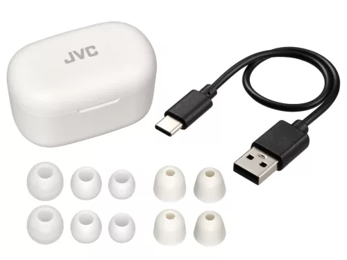 JVC HA-A25T-WN-E True Wireless fülhallgató aktív zajszűréssel, Bluetooth 5.3, 28 óra üzemidő, fehér