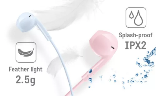 JVC HA-FR17UCAU USB-C fülhallgató mikrofonnal, vezérlővel és IPX2 cseppállósággal, 10,7 mm neodímium hangszóróval, világoskék