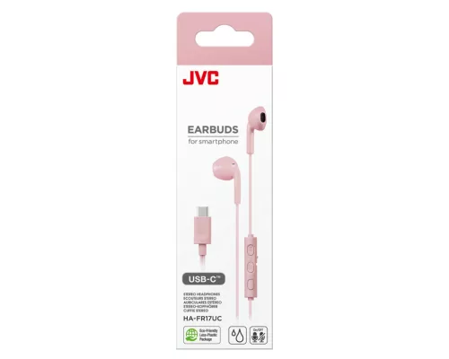 JVC HA-FR17UCPU USB-C fülhallgató 10,7 mm neodímium hangszóróval, mikrofonnal, IPX2, pink